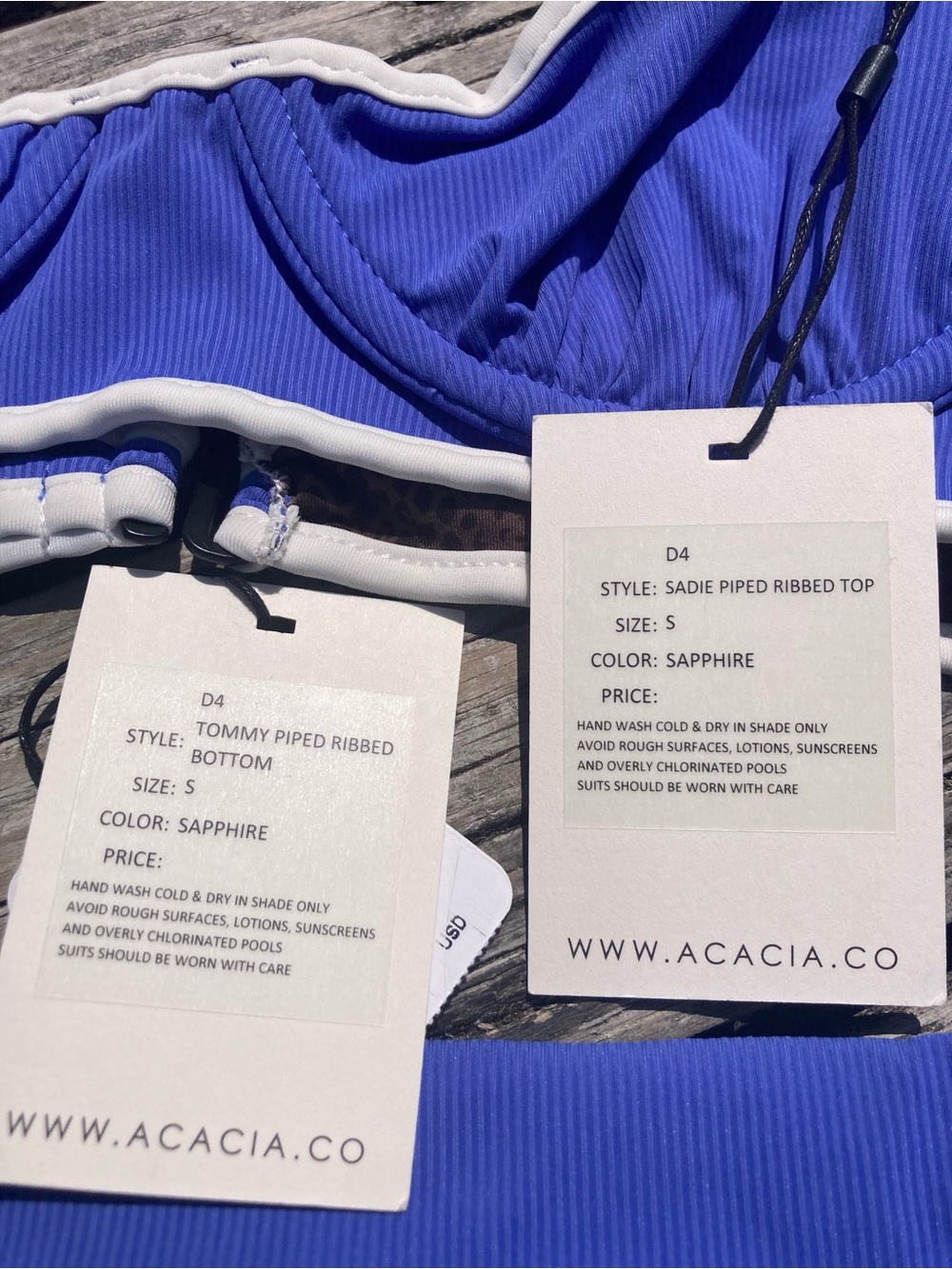 ACACIA x Free People Set - Sadie Bikini Top & Tommy Surf Short in Sapphire Rib - Picture 4 of 16